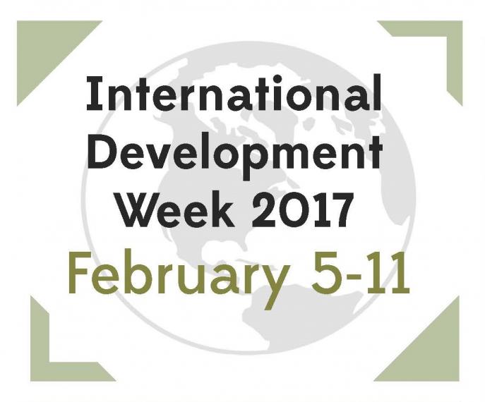 International Development Week 2017 February 5-11, watermark of globe in background