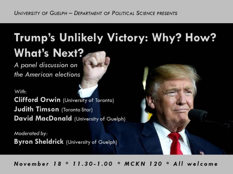 Trump's Unlikely Victory: Why? How? What's Next? poster - information on page.