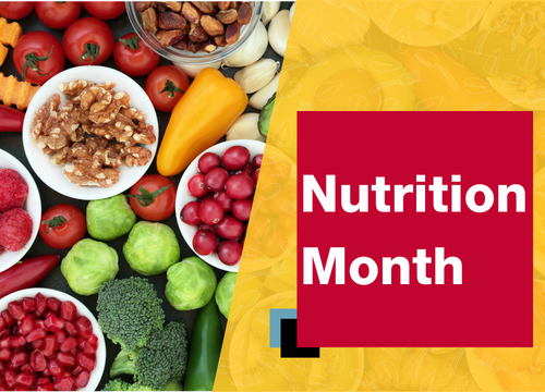 Nutrition Month. A colourful assortment of fruits, vegetables, and nuts.