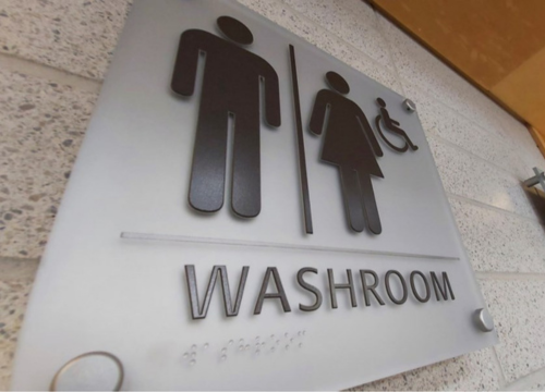A sign for a public washroom.