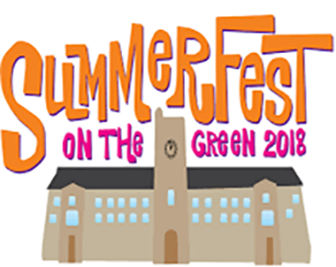Summerfest on the green 2018 written above a clipart version of johnston hall